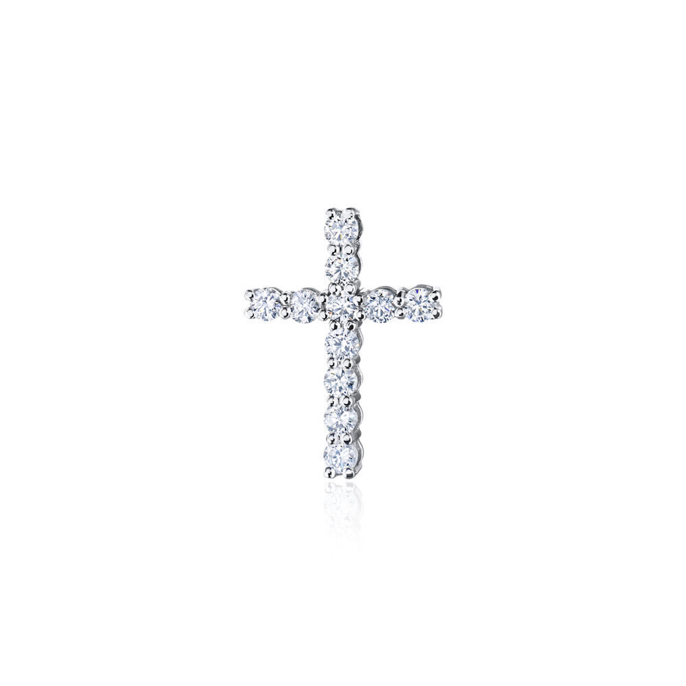 Купить Крест из белого золота с бриллиантами (21402)